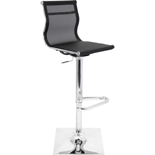 Mirage Adjustable Bar Stool in Black Mesh Fabric & Chrome